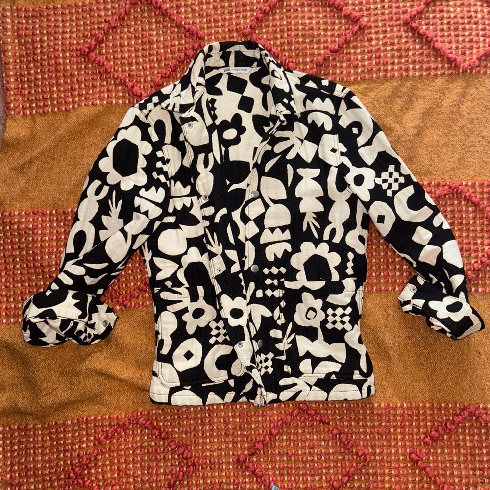 Zara Jacquard Patterned Jacket sz S